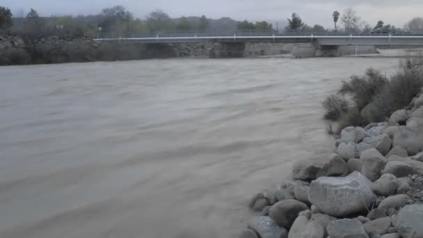 Überschwemmungen auf dem Ventura River — Stockvideo