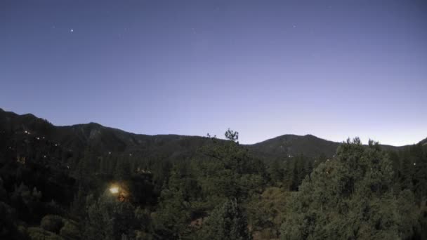 Moon setting over Pine Mountain Club — Stock Video
