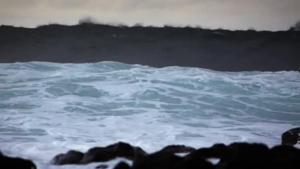 Ondas rolam em uma praia — Vídeo de Stock