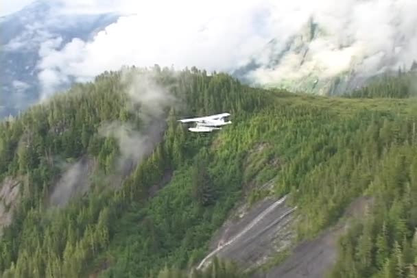 Vliegtuig vliegt over Alaska — Stockvideo