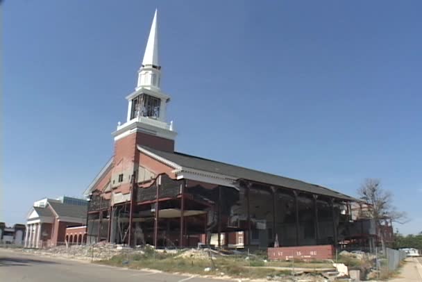 Baptist Church stands in ruins — Stock Video