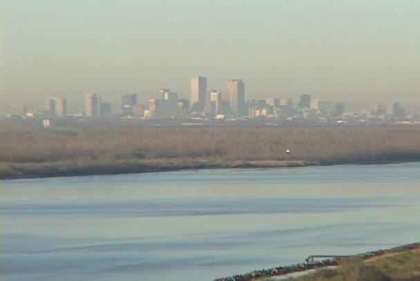 Levees surround and protect the city of New Orleans. — Stock video