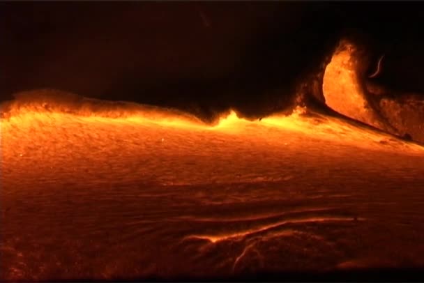 Molten lava oozes from a volcano — Stock Video