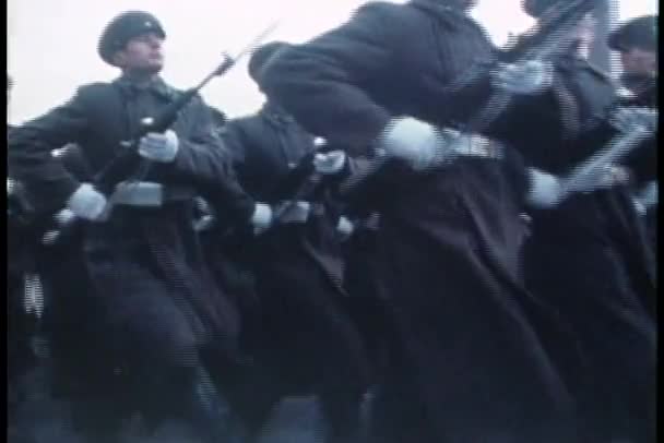 Soviet troops march in a grand parade — Stock Video
