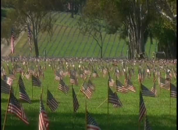 Weergave van een militaire begraafplaats — Stockvideo