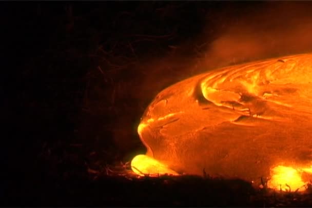 Molten lava oozing down a volcano — Stock Video