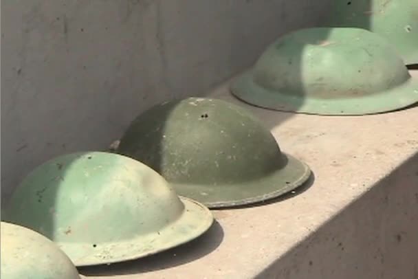 Helmets of American soldiers — Stock Video