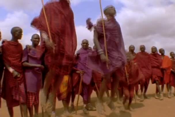 Pueblo tribal masai del África Oriental — Vídeo de stock