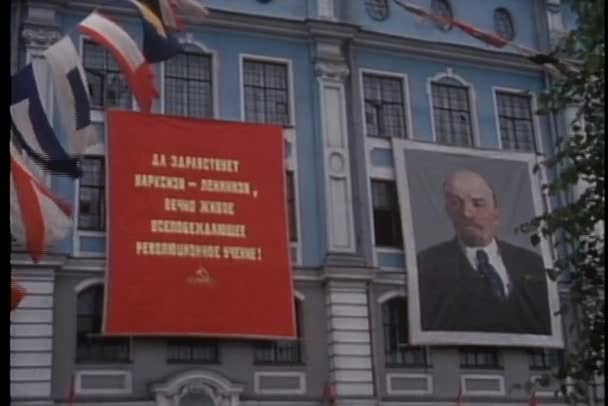 Ditembak Lenin pada bangunan di Moskow — Stok Video