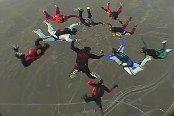 Skydivers รวบรวมตัวเลขในความล้มเหลว — วีดีโอสต็อก