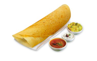 Ev yapımı Dosa, dhosa, masala, sade, maisuri (Ghee Roast) ve Chutney ve Sambar Güney Hindistan Kahvaltısı