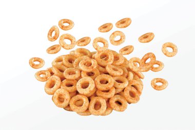 Çıtır çıtır ve çıtır tuzlu buğday Fryums Mini Ring, Mısır Halkaları, Kızarmış ve Baharatlı Atıştırmalık