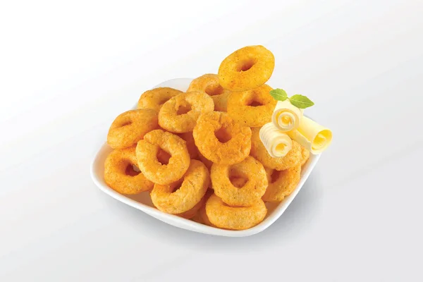 Pile Crispy Corn Ring Κρέμα Κρεμμύδι Φρυγανιές Δαχτυλίδια Δημητριακών Image — Φωτογραφία Αρχείου