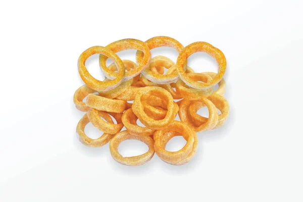 Τραγανά Και Τραγανά Αλμυρά Fryums Καλαμποκιού Δαχτυλίδια Δημητριακών Μίνι Δαχτυλίδι — Φωτογραφία Αρχείου