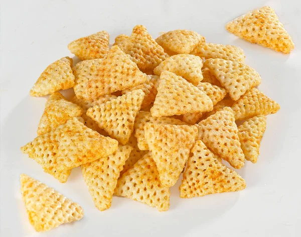 Triangolo Forma Fryums Papad Uno Spuntino Croccante Pellet Tri Angolo — Foto Stock