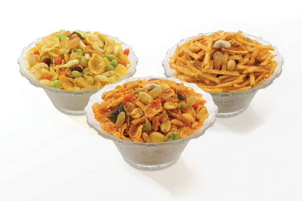 Varietà Nimco Cornflake Chivda Corn Chiwda Farali Chivda Phalahari Chiwda — Foto Stock