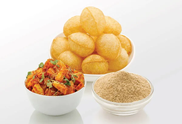 Das Traditionelle Indische Essen Pani Puri Oder Golgappe Sev Puri — Stockfoto