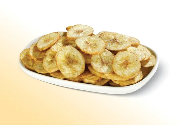 Banánové Lupínky Sušené Banánové Lupínky Kela Oplatky Solené Oplatky Kerala — Stock fotografie