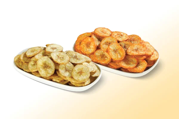 Chips Plátano Chips Plátano Seco Snack Kela Wafer Hojas Saladas — Foto de Stock