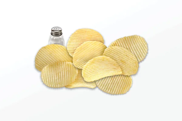 Potato Chips Fried Spicy Salty Chips Sliced Potato Salted Wafer — Stock Photo, Image