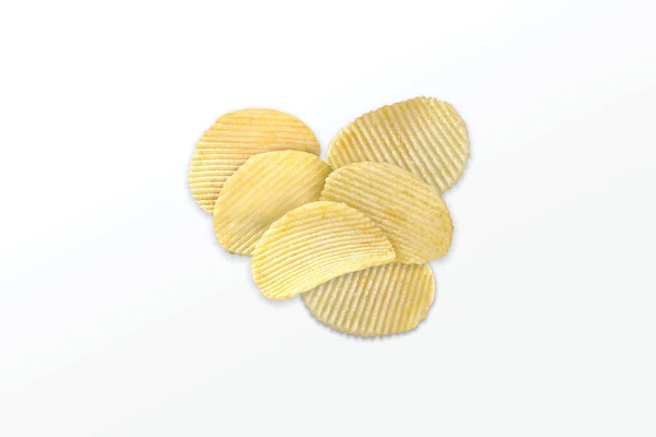 Aardappelchips Geïsoleerd Een Witte Achtergrond Collectie Afbeelding — Stockfoto