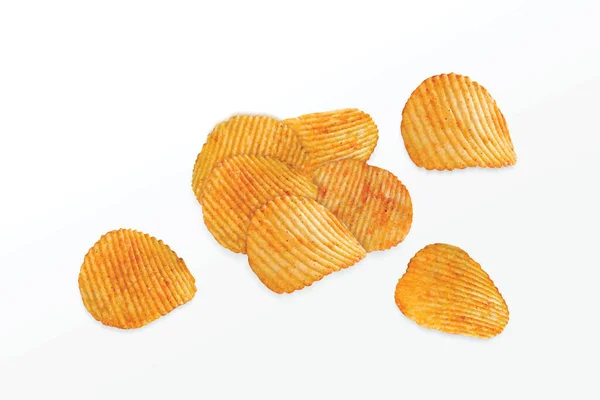 Aardappelchips Geïsoleerd Een Witte Achtergrond Collectie Afbeelding — Stockfoto