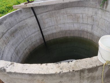 Derin su kuyusu, derin kuyu, su kuyusu derin su kuyusu, kuyunun içi.