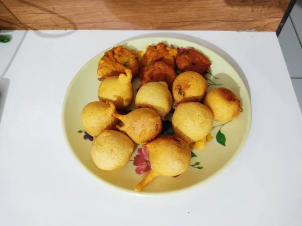 Indian Street Fried Food Pakora También Conocen Como Pakoda Bhajiya —  Fotos de Stock