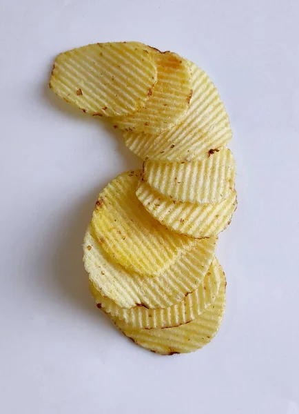 Potato Chips Isolated White Background Collection Image — Stock Photo, Image