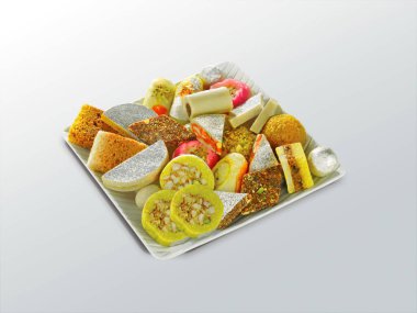 Tabaktaki Hint tatlılarında Gulab Jamun, Rasgulla, kaju katli, morichoor, Bundi Laddu, Gujiya veya Karanji diwali kutlamaları için kullanılır..