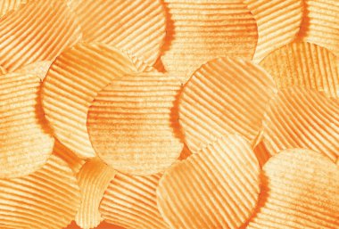 Patates cipsi arka planı. Tahsilat. - Görüntü