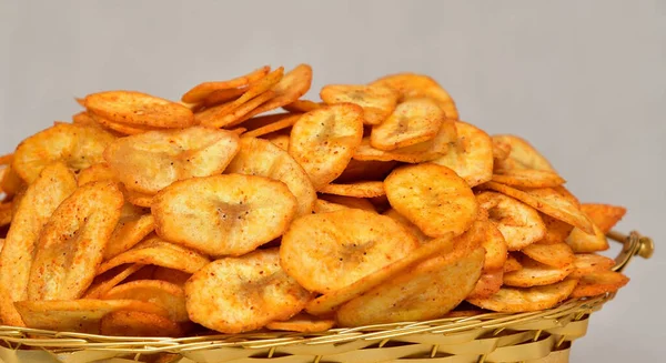 Chips Plátano Chips Plátano Seco Snack Kela Wafer Hojas Saladas —  Fotos de Stock