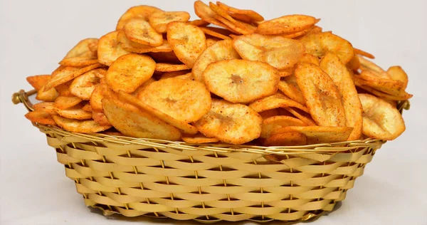Banán Chips Szárított Banán Chips Snack Kela Ostya Sózott Ostya — Stock Fotó