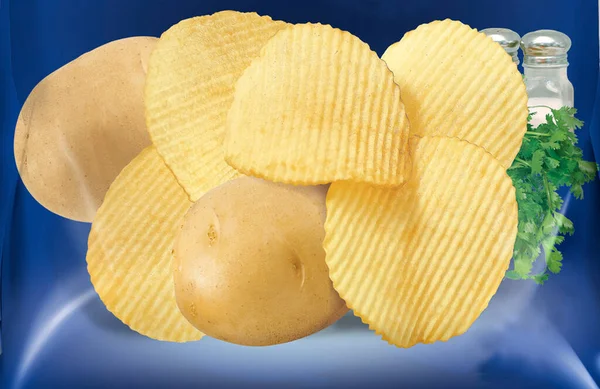 Aardappelchips Achtergrond Wafels Wafels Namkeen — Stockfoto
