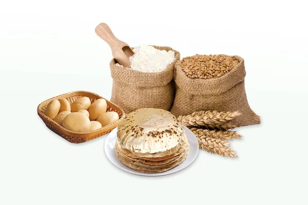 Индийский Чапати Фулька Геху Роти Зерном Пшеницы Заднем Плане Здоровая Стоковое Фото