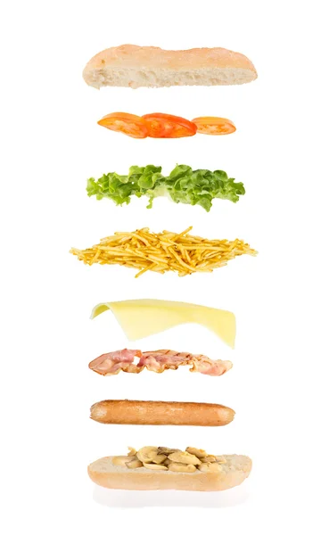 Hotdog levitatie — Stockfoto