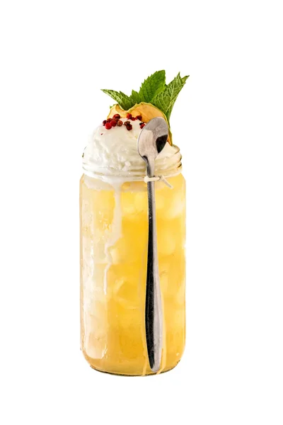 Yellow cocktail with ice-cream — Stock Photo, Image