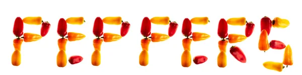 Papriky Různých Barev Bílém Pozadí Aby Slovo Papriky — Stock fotografie