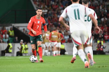Lizbon, Portekiz. 14 Ekim 2025. Portekiz 'den Cristiano Ronaldo, Portekiz' deki FIFA Dünya Kupası 2026 elemeleri için Macaristan 'a karşı Lizbon' daki Estadio Jose Alvalade 'de mücadele ediyor.. 