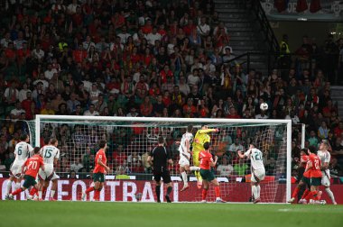 Lizbon, Portekiz. 14 Ekim 2025. Portekiz, 2026 FIFA Dünya Kupası elemeleri için Lizbon 'daki Estadio Jose Alvalade' de Macaristan 'a karşı.. 