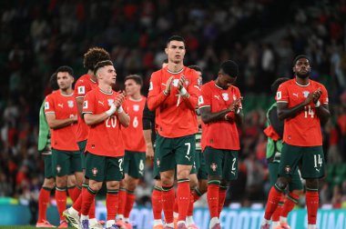 Lizbon, Portekiz. 14 Ekim 2025. Portekiz, 2026 FIFA Dünya Kupası elemeleri için Lizbon 'daki Estadio Jose Alvalade' de Macaristan 'a karşı.. 