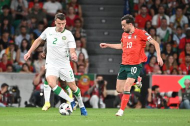 Lizbon, Portekiz. 11 Ekim 2025. Seamus Coleman, Portekiz 'de oynanan FIFA Dünya Kupası 2026 elemeleri için İrlanda maçında Lizbon' daki Estadio Jose Alvalade 'de mücadele etti.. 
