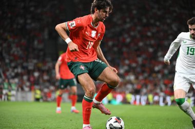 Lizbon, Portekiz. 11 Ekim 2025. Portekiz 'in Bernardo Silva orta saha oyuncusu Portekiz' de oynanan FIFA Dünya Kupası 2026 elemeleri için İrlanda ile Lizbon 'daki Estadio Jose Alvalade' de mücadele ediyor.. 