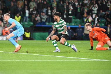 Lizbon, Portekiz. 26 Kasım 2025. Lizbon 'daki Estadio Jose Alvalade' de UEFA Şampiyonlar Ligi için Club Brugge 'e karşı Sporting CP. 