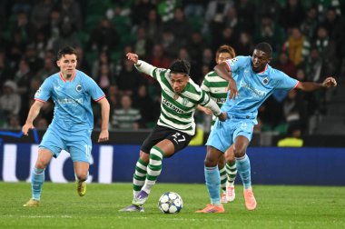 Lizbon, Portekiz. 26 Kasım 2025. Lizbon 'daki Estadio Jose Alvalade' de UEFA Şampiyonlar Ligi için Club Brugge 'e karşı Sporting CP. 