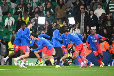 Lizbon, Portekiz. 20 Ocak 2026. PSG, Lizbon 'daki Estadio Jose Alvalade' de UEFA Şampiyonlar Ligi için Paris Saint-Germain 'e karşı Sporting CP öncesinde ısınıyor..