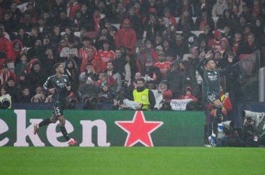 Lizbon, Portekiz. 28 Ocak 2026. Real Madrid forveti Kylian Mbappe, Benfica maçında Lizbon 'daki Estadio da Luz' da oynanan UEFA Şampiyonlar Ligi maçında Real Madrid karşısında gol attı..
