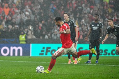 Lizbon, Portekiz. 28 Ocak 2026. SL Benfica forveti Vangelis Pavlidis, Lizbon 'daki Estadio da Luz' da Real Madrid 'e karşı Benfica maçında gol attı..