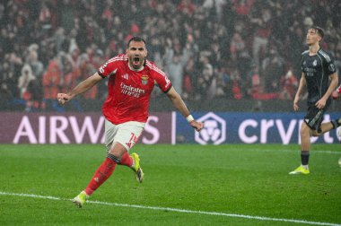 Lizbon, Portekiz. 28 Ocak 2026. SL Benfica forveti Vangelis Pavlidis, Lizbon 'daki Estadio da Luz' da Real Madrid 'e karşı Benfica maçında gol attı..
