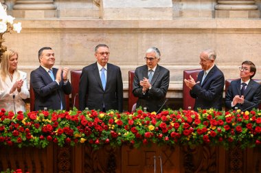 Lizbon, Portekiz. 9 Mart 2026. Antonio Jose Seguro 'nun cumhuriyet meclisindeki başkanlık açılış töreni..